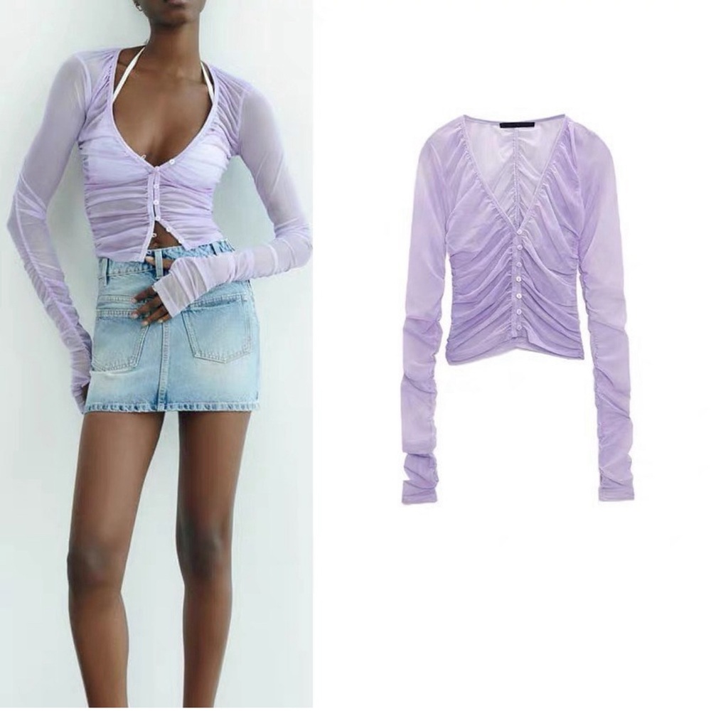 Zara ruched tulle top